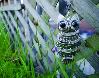 Large Silver Plated Owl Necklace