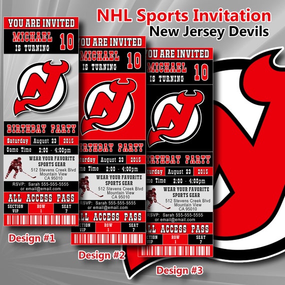 New Jersey Devils NHL Birthday Invitation Hockey by DigiSport