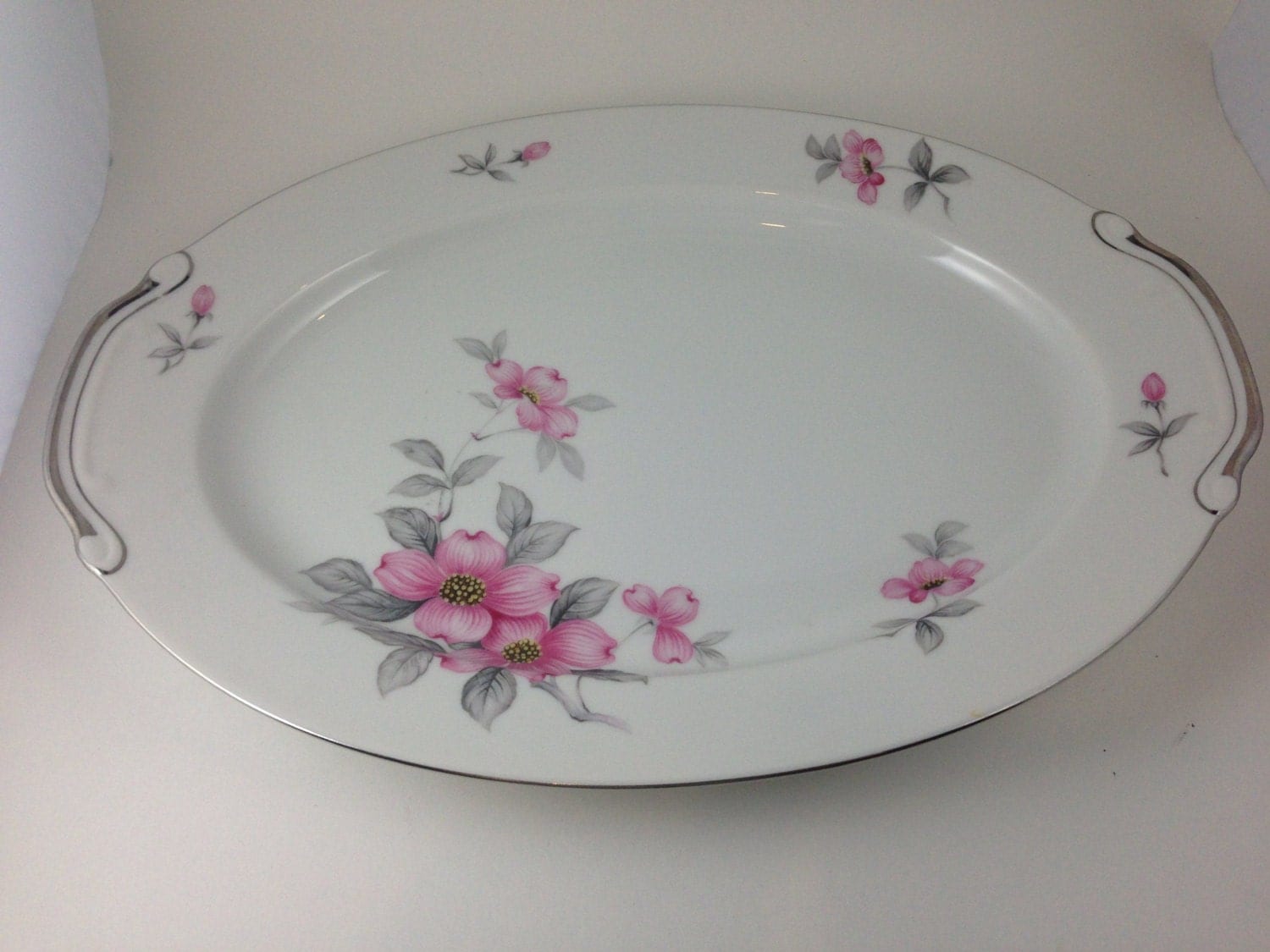 Vintage Harmony House DOGWOOD Design Oval Serving Platter Fine China