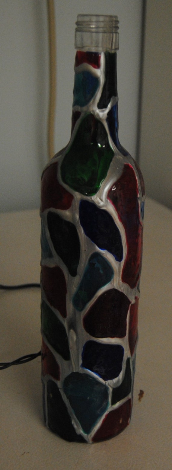 Beautiful stained glass wine bottle by Kristiescreations22 on Etsy