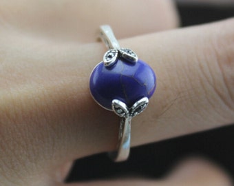natureal Lapis lazuli ring in silver leave jewelry Modern Elegant wedding gift Christmas gifts R83A