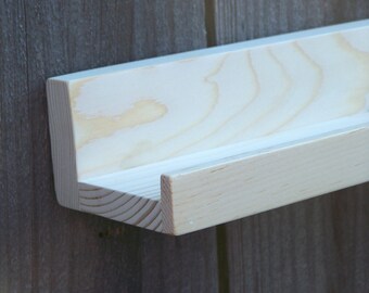 Narrow Unfinished Floating ledge Shelf, Picture ledge Shelf You Choose length. 20", 22", 24", 26".