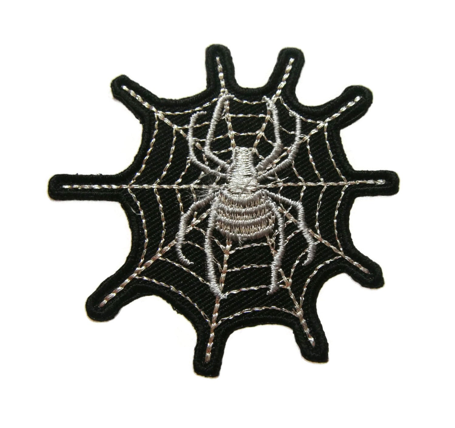 Spider on Spiderweb Web Embroidered Applique Iron on Patch