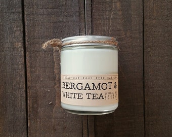 Bergamot & White Tea Wood Wick Candle - Soy Candle, Wood Wick Candle, Citrus Candle, Scented Candle, Bergamot Candle, Tea Candle