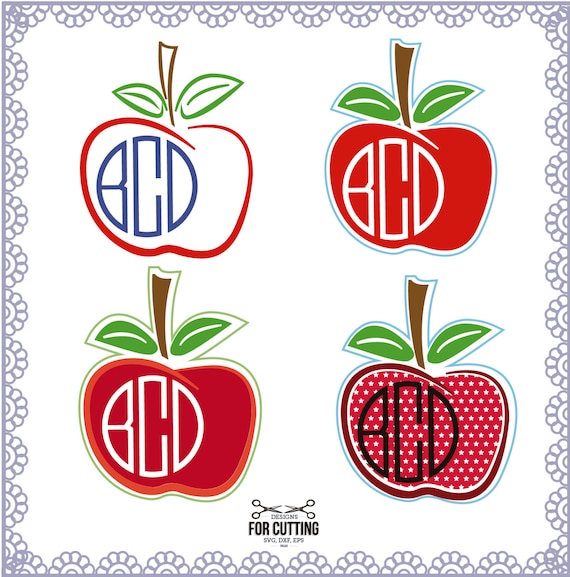 Download Apple teacher monogram Frame cut Files SVG DXF EPS. Apple