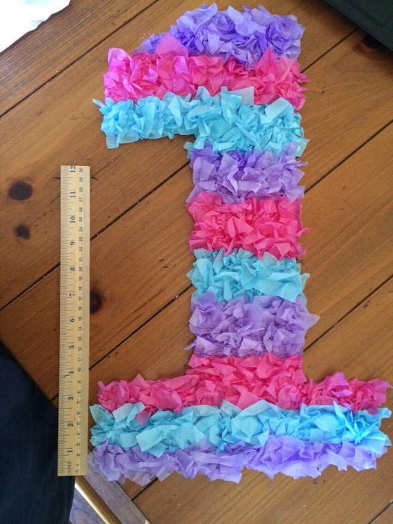 Tissue paper letter/numbers sign