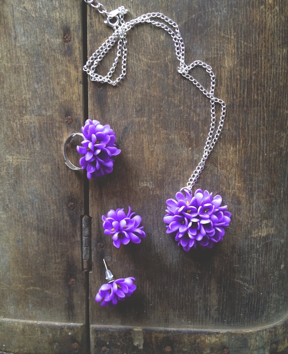 Lilac jewelry set lilac flower jewelry lilac by FlowerTouch