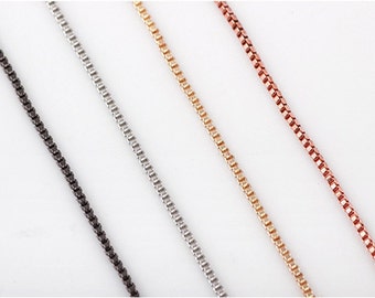 24 Inch Living Locket Chain, Square Box Chain, 4 Colors U Pick