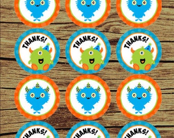 Monster Birthday Party/ Monster Favor Tags/ Monster Cupcake Toppers / Monster Stickers/ Monster Digital Tags