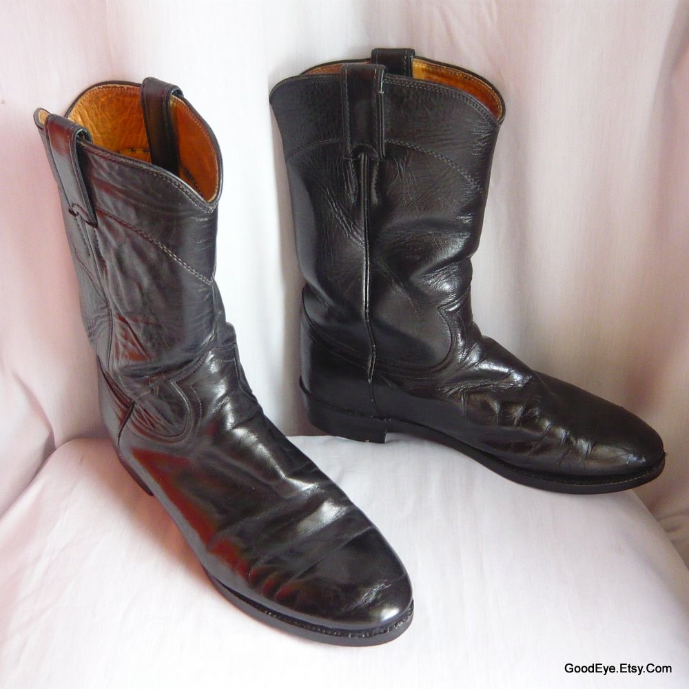 mens roper boots black