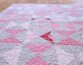 Quilt - Baby Quilt,  Crib Quilt - Rose and Dove Gray Hour Glass - ready to ship