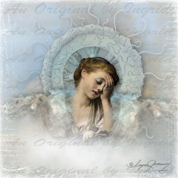 Angelic Digital Collage Greeting Card (Suitable for Framing)