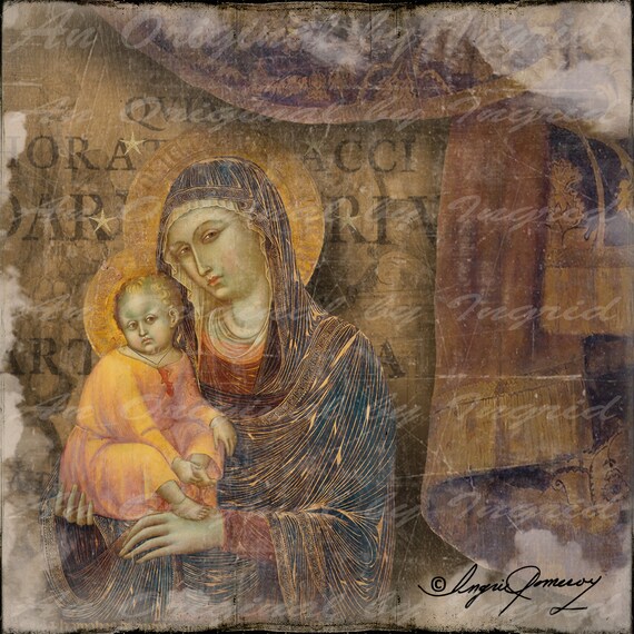 Mother and Child Digital Collage Greeting Card (Suitable for Framing)