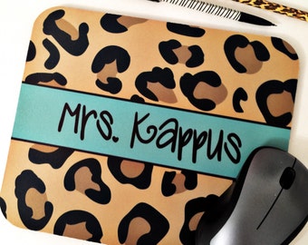 Personalized Mouse Pad, Monogrammed Mouse Pad, leopard print Mouse Pad, Mouse pad