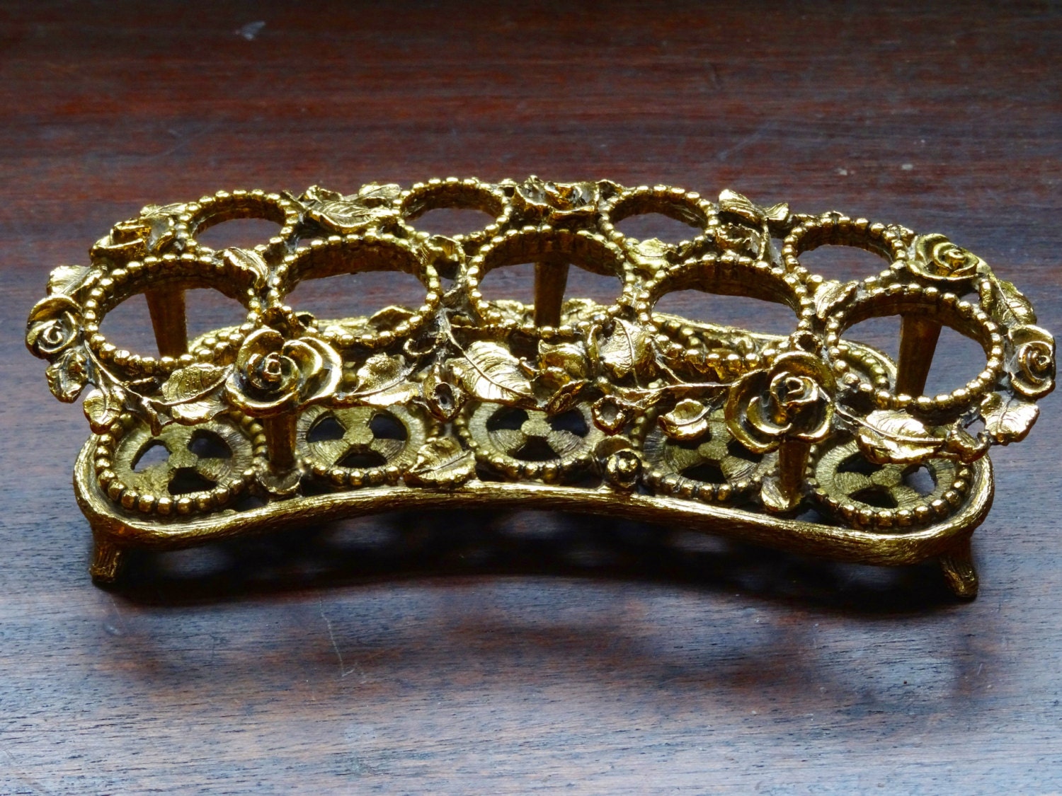 Brass Matson Lipstick Holder Gold Roses Holds 9 Haute Juice