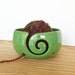 Yarn Bowl Ceramic Stoneware Clay in Bright Spring Green Glaze - Spiral Design with 2 holes