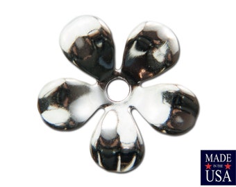 Sterling Silver Plated Cupped Flower Bead Cap 18mm (8) mtl263C