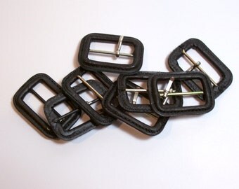 Black Leather Belt Buckles x 7 pieces, 1 5/8 inch opening, Black Buckles