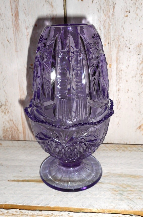 Beautiful Purple Fenton Glass Candle Holder Lavender Chic