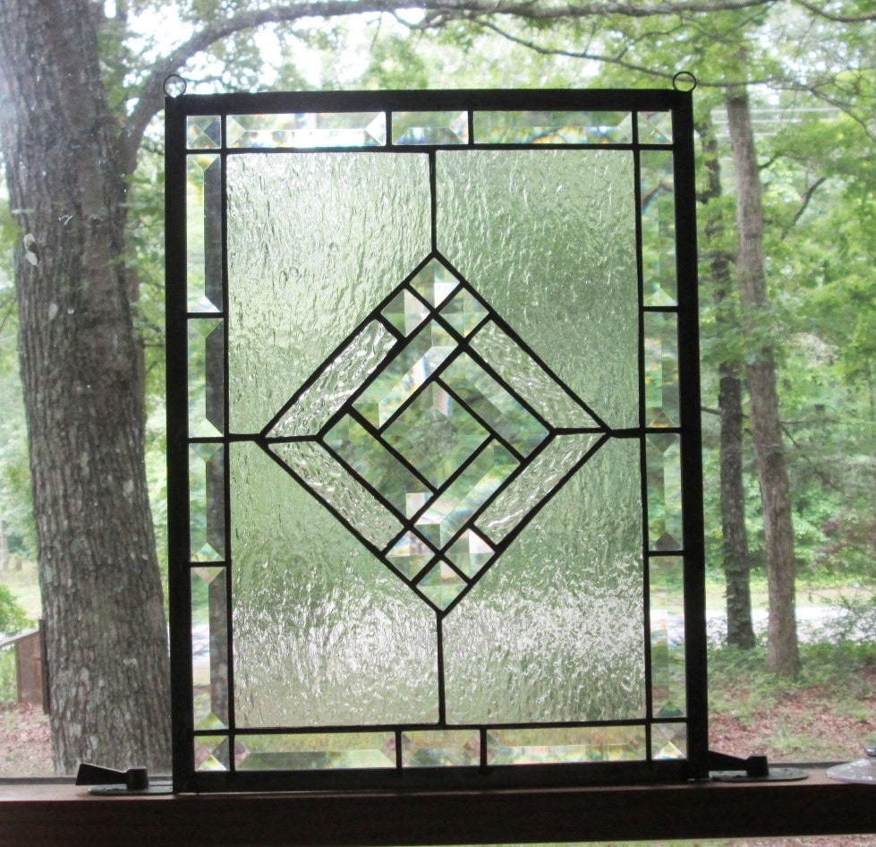 Stained Glass Panel Clear with Beveled Center & Beveled