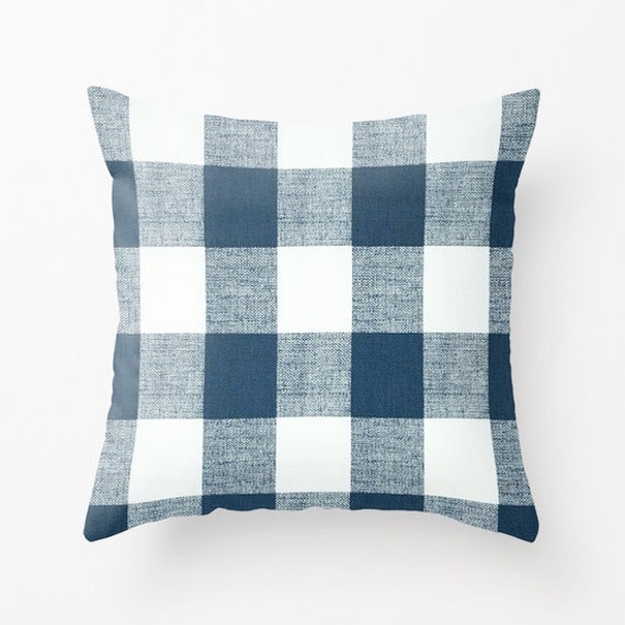 Blue Pillow cover Plaid Pillow Cover Decorative Pillow Cover