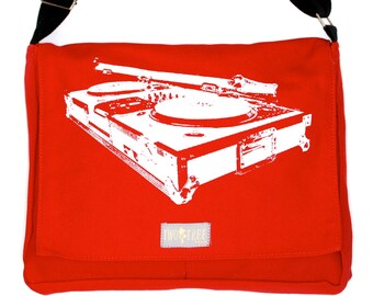 RED Turntable MESSENGER Book Laptop Diaper Bag