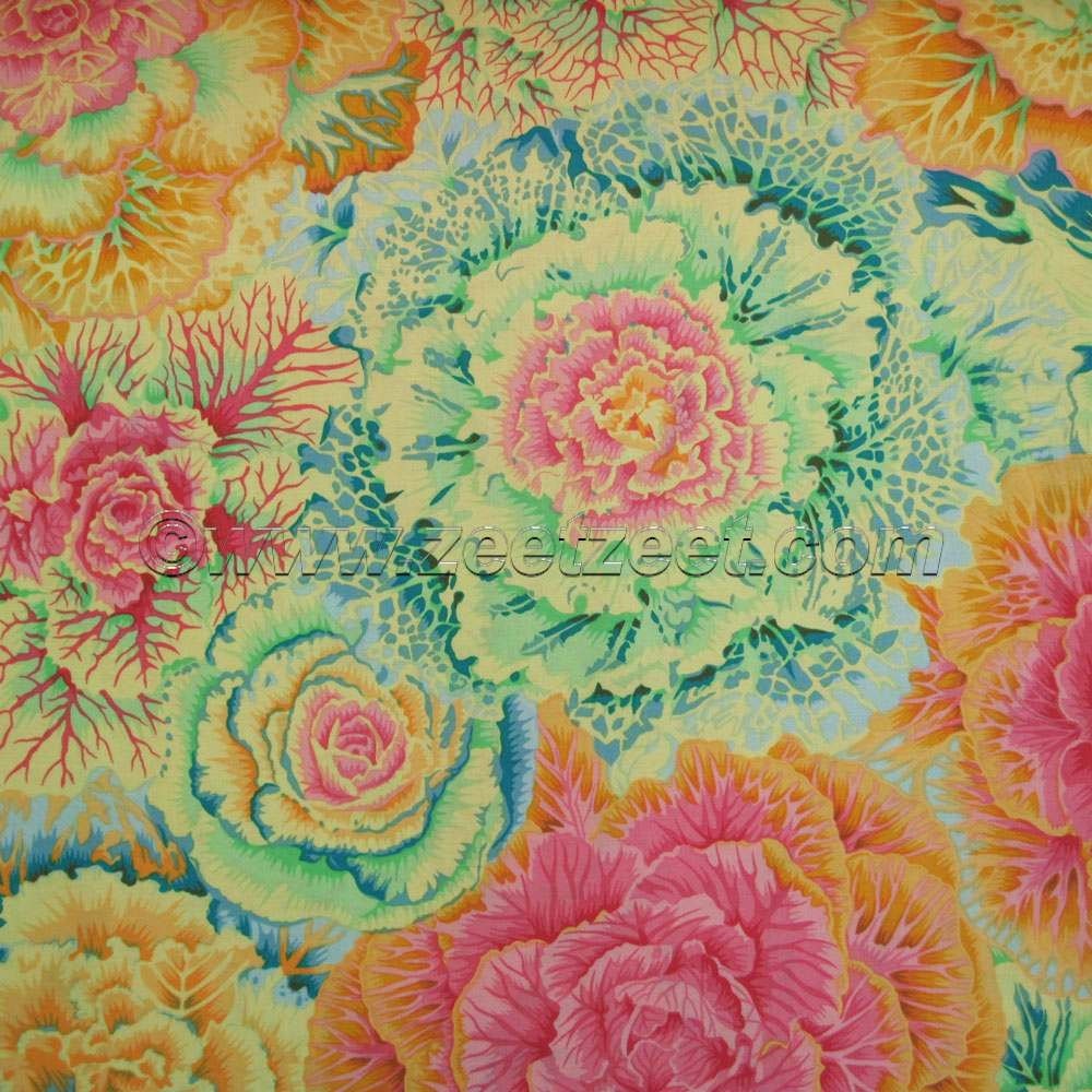 Kaffe Fassett BRASSICA YELLOW Pink Green Gp051 Quilt by zeetzeet