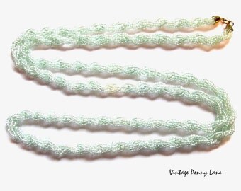 Vintage Glass Bead Necklace, Pale Green