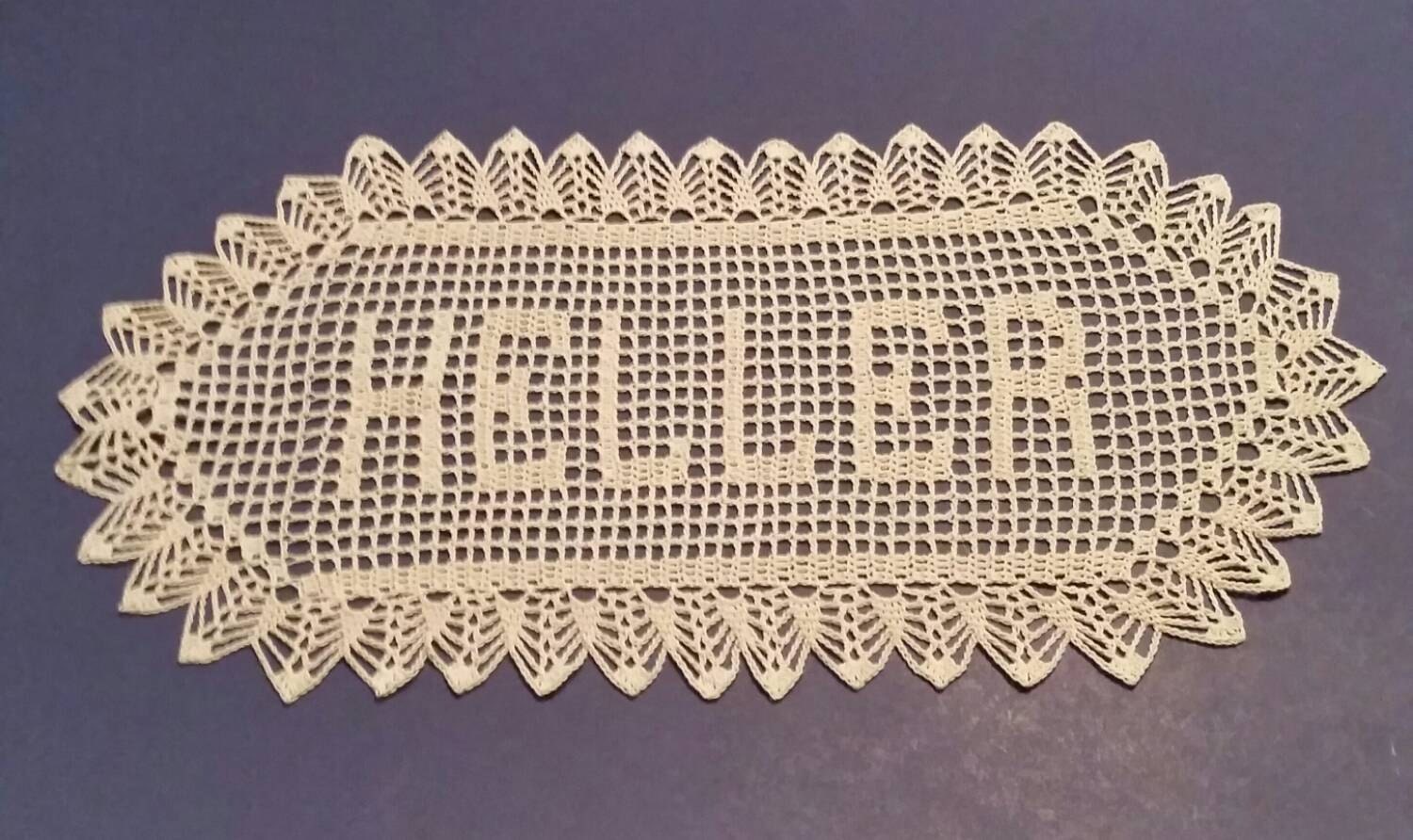 Filet Crochet Name Doily 6 letters Letter Style A custom made