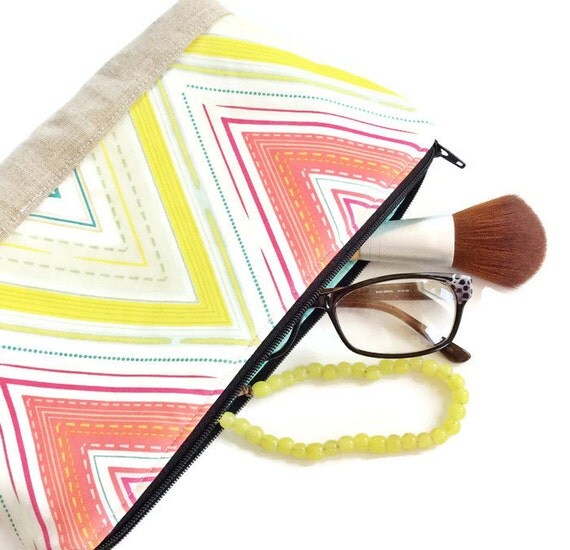 Makeup Bag, Cosmetic Bag, Crochet Tools Bag, Chevron Makeup Case ...