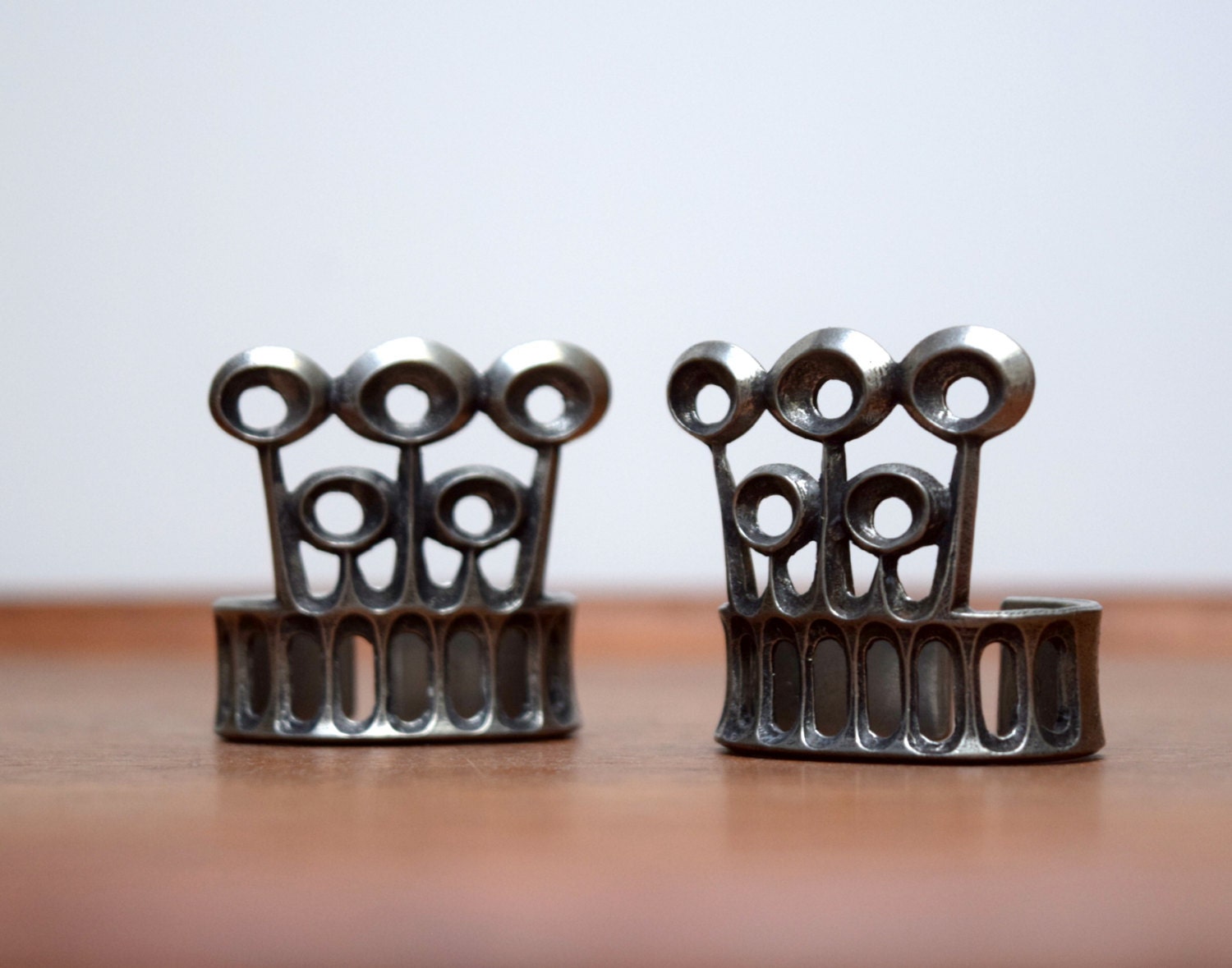 Tinn Per Pewter Crown Napkin Rings Norway Scandinavian Modern