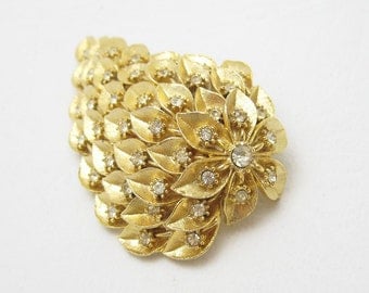 Large Rhinestone Brooch Waterfall Unique Vintage Jewelry P3801