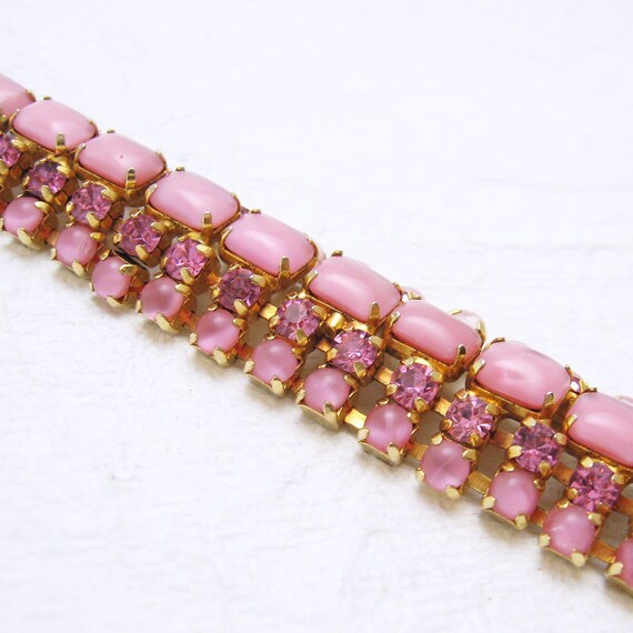 Wide Rhinestone Domed Pink Bracelet by PurpleDaisyJewelry on Etsy