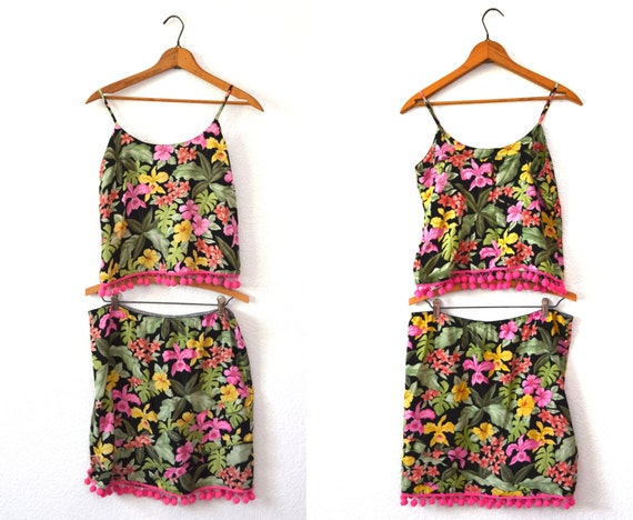 hawaiian crop top and skirt