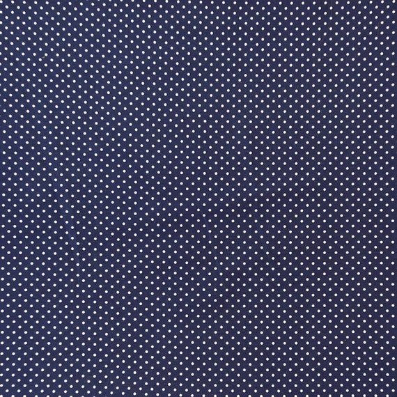 Navy Blue Fabric White on Navy Blue Small Polka Dot Cotton