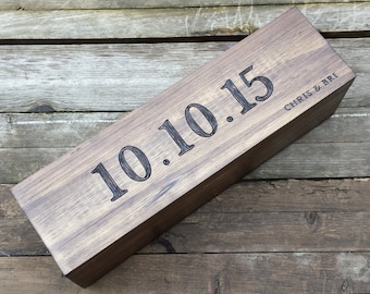 Engraved Wedding Wine Box, Wedding ceremony wine box, custom wine box, wedding date, wine box, memory box, wedding gift, anniversary gift