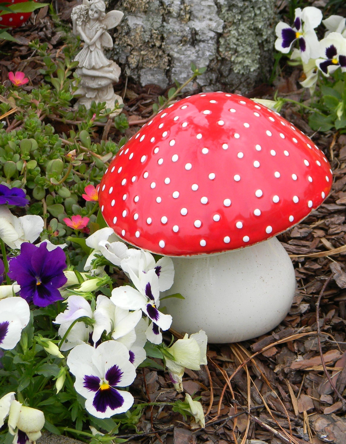 mushroom fairy statue