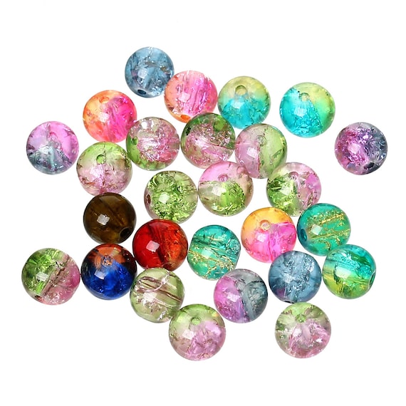 Cracked Glass Bead Mix II 50 piece Multicolor 8mm