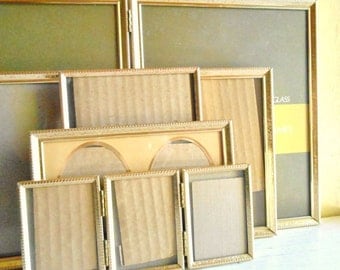 Matching Hollywood Regency Gold Metal Picture Frames All Sizes 8x10 5x7 Bi-fold Folding