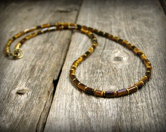 mens beaded necklace, Tiger Eye Necklace, mens jewelry, Gemstone Necklace, necklace for men, Jewelery, Gift for Him, mens necklace