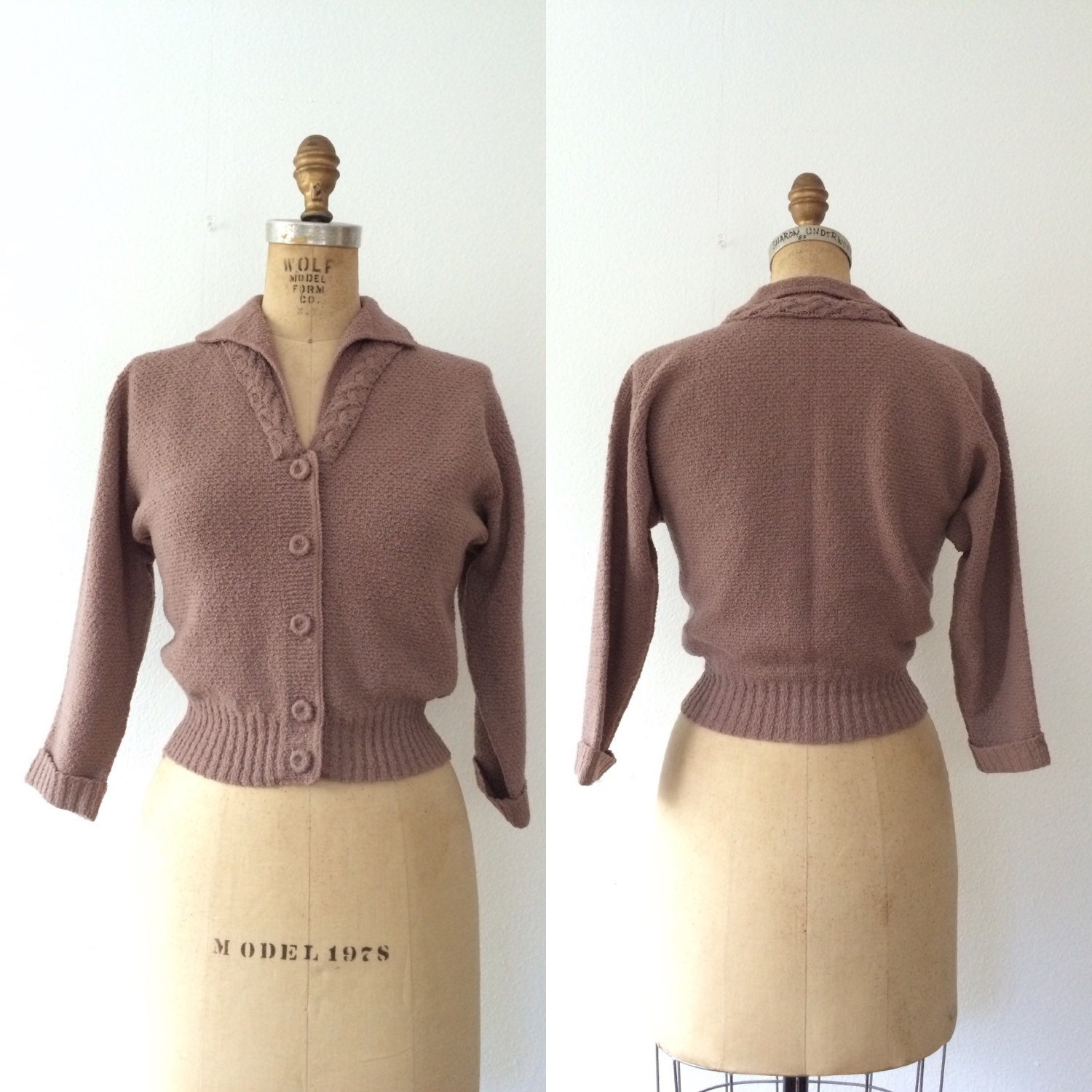 1930s cardigan / vintage knit sweater / Cocoa knit sweater