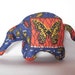 Aardvark African ethnic wax fabric blue orange butterfly stuffed standing handmade toy soft sculpture