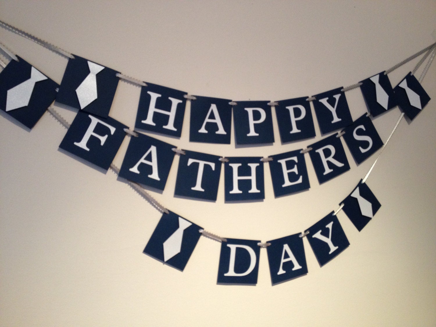 Happy Father's Day Banner Navy and Silver