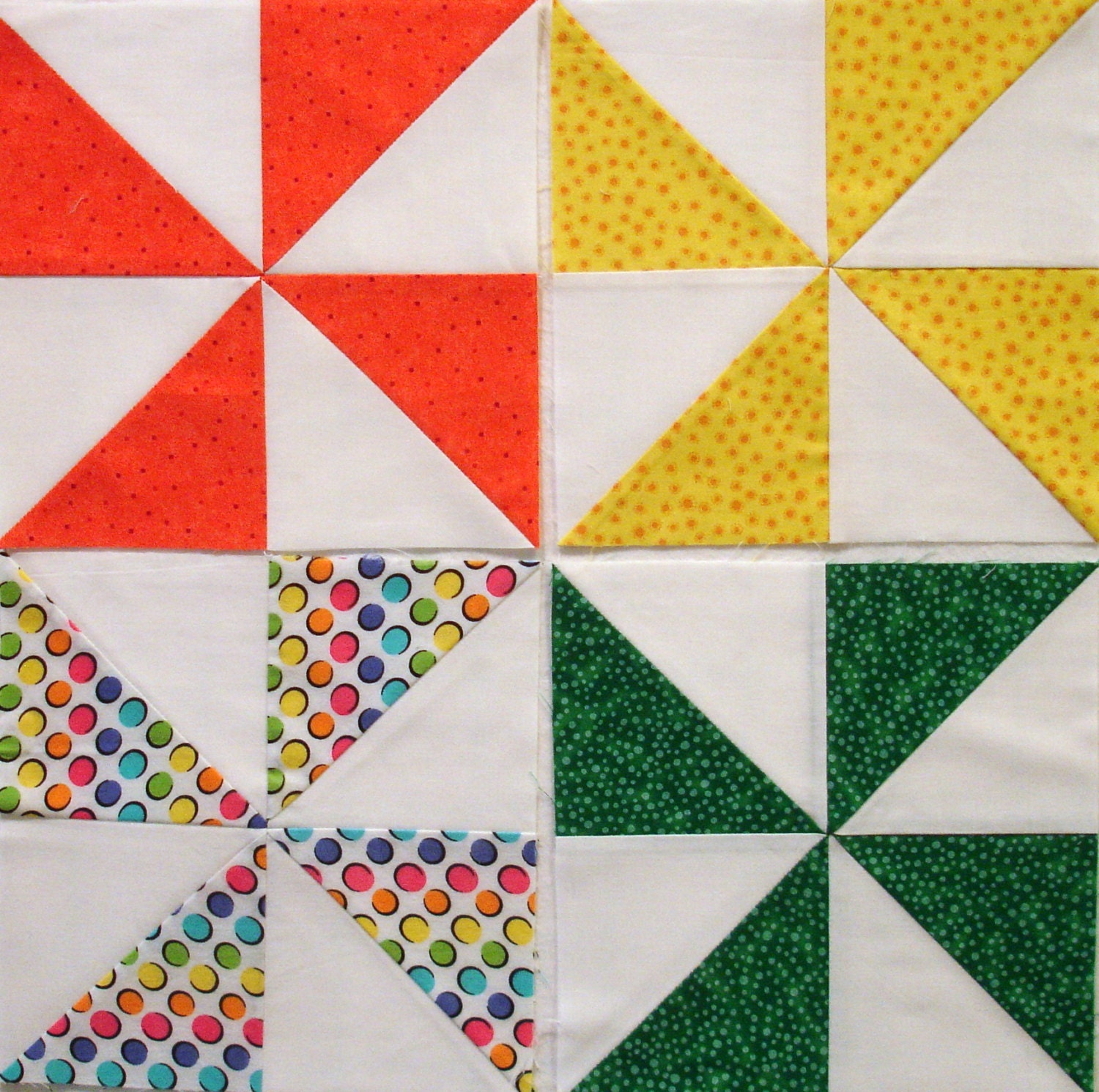 Polka Dotted Pinwheel Quilt Blocks