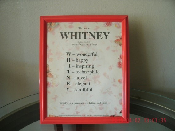 Items similar to Name Meaning Framework - Personalize (Whitney ...