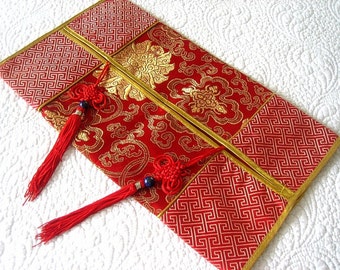 Vintage Lingerie Sham Silk Satin Brocade Asian Bag Pouch Sack Tissue Box Cover lingerie pouch