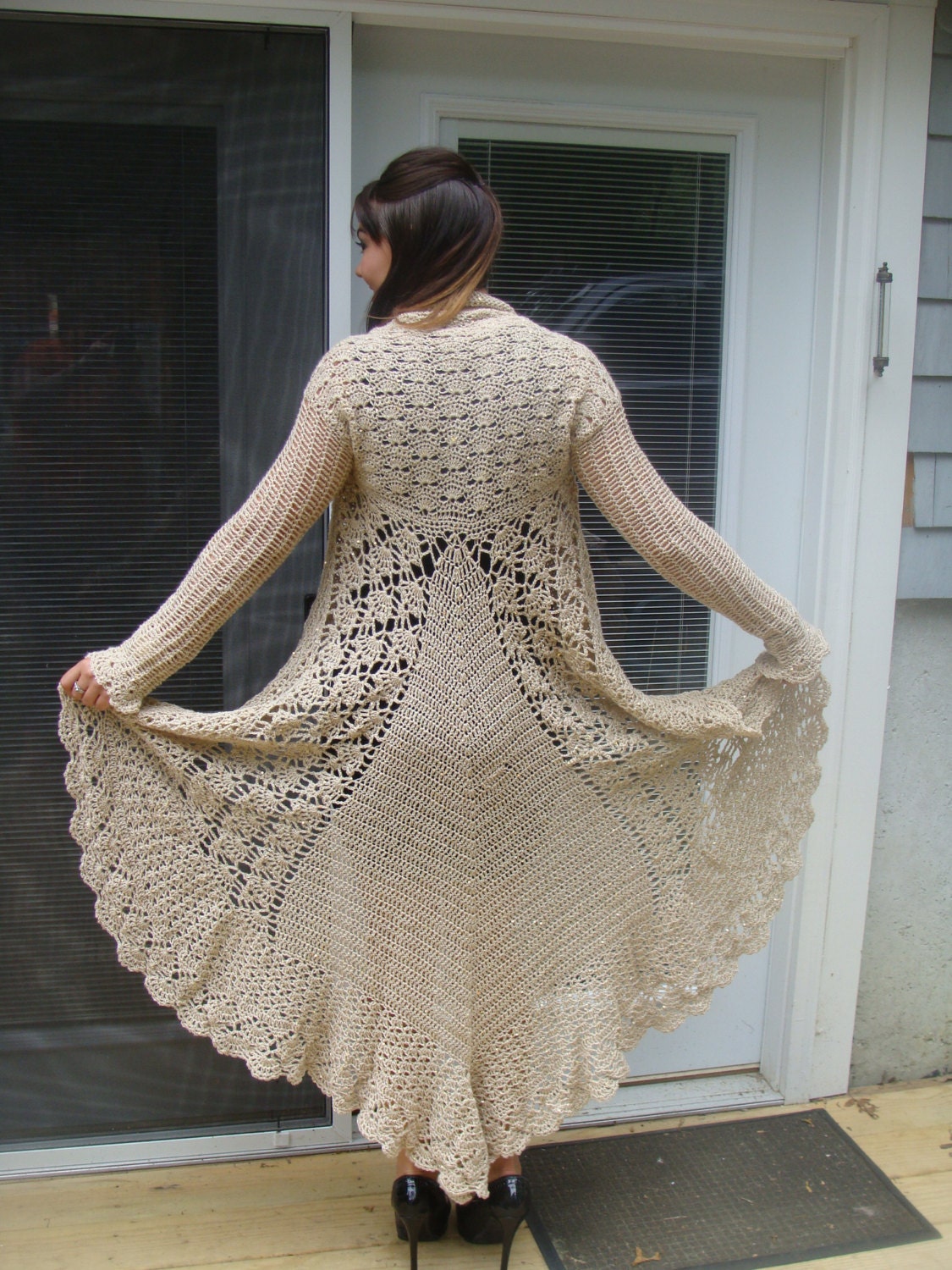 Plus Sizes Elegant Long Sweater Crochet Pattern pdf 745