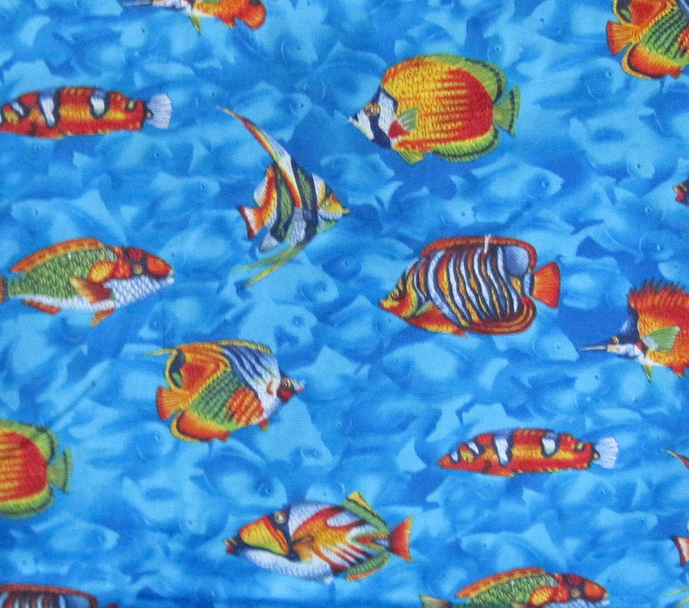 Tropical Fish Fabric 1 Yard 100% Cotton by HandmadeBySandi