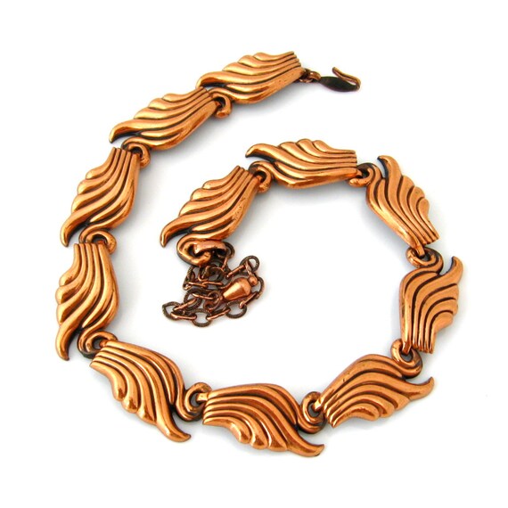 RENOIR Modernist Copper Necklace Signed Mid by SecondhandBijoux