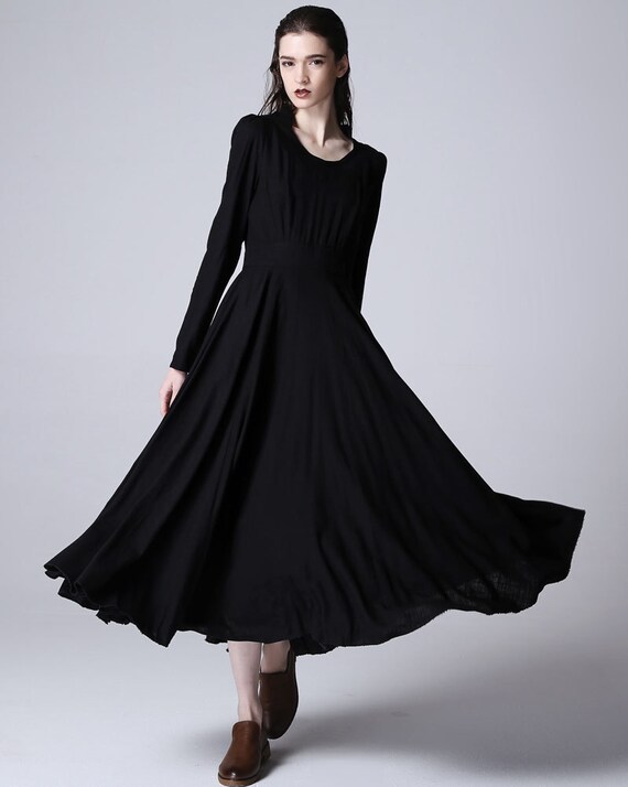 Items similar to Black maxi dress,Black linen dress,long linen dress, womens dresses, ladies 